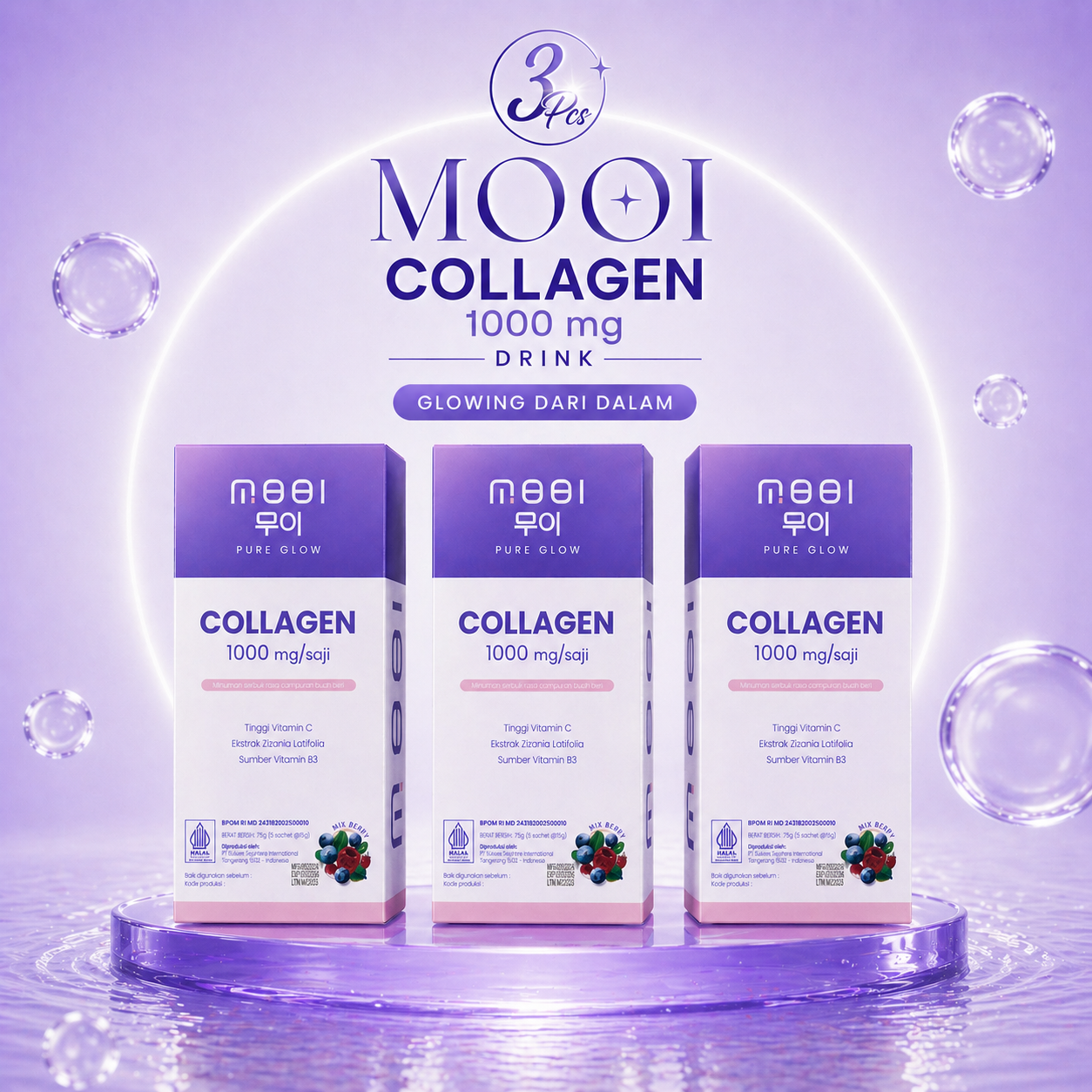 3 PCS - MOOI Collagen Drink